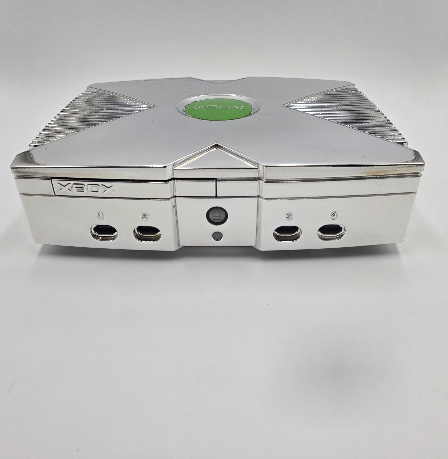 RARE Mirror Chrome Original Xbox Fully Recapped White LEDs Philips DVD Microsoft