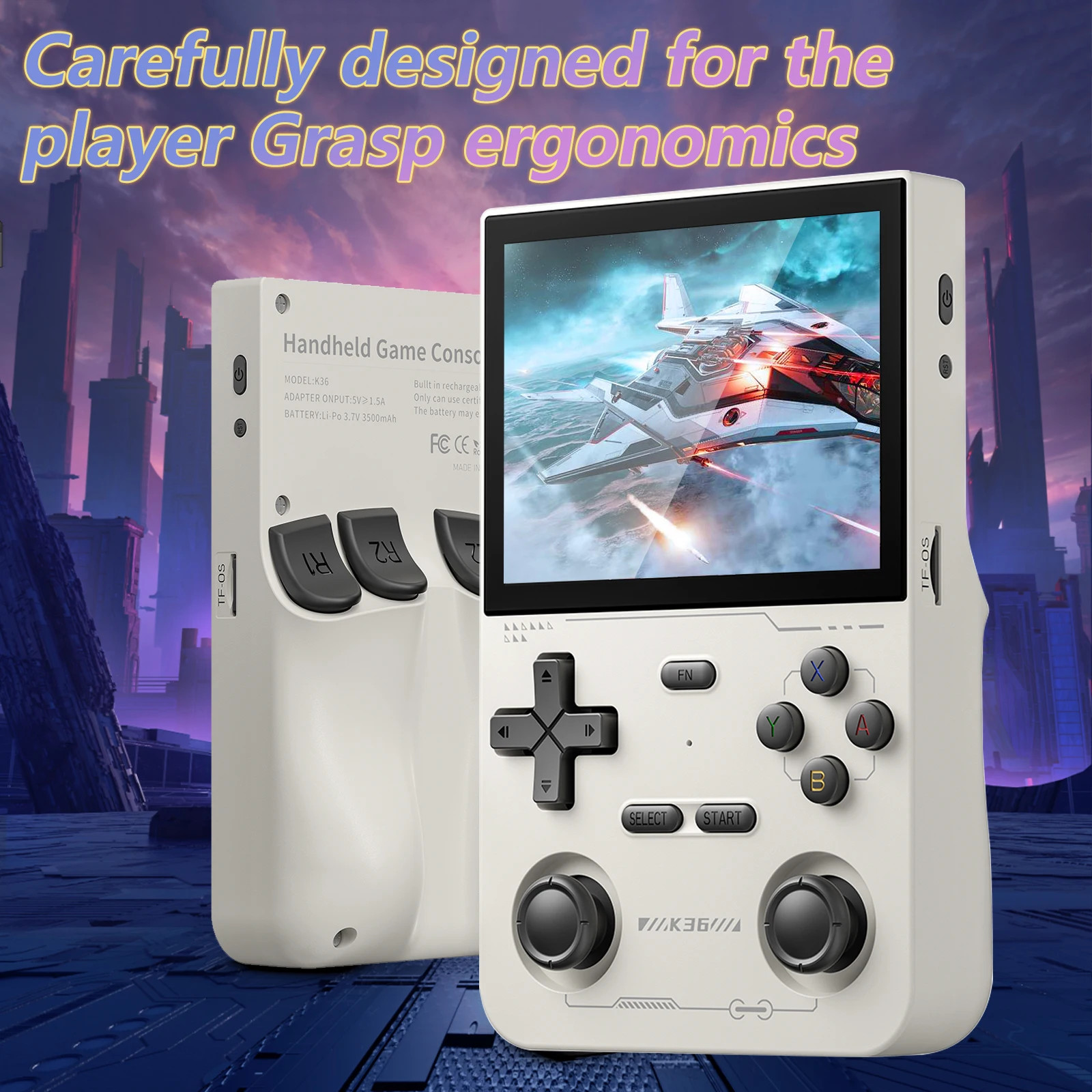 K36 Handheld Retro Gaming Console 64GB IPS Kids Play Video Game Console Fun Gift