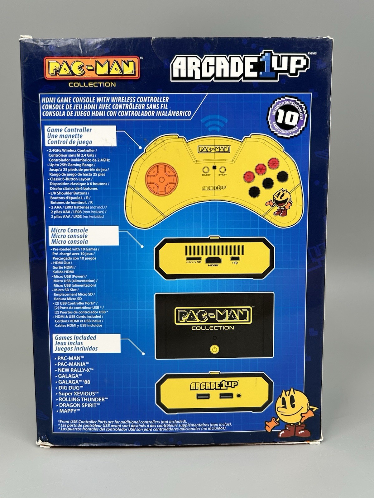 Arcade 1Up Pac-Man HDMI Game Console w Wireless Controller 10 Games Excellent