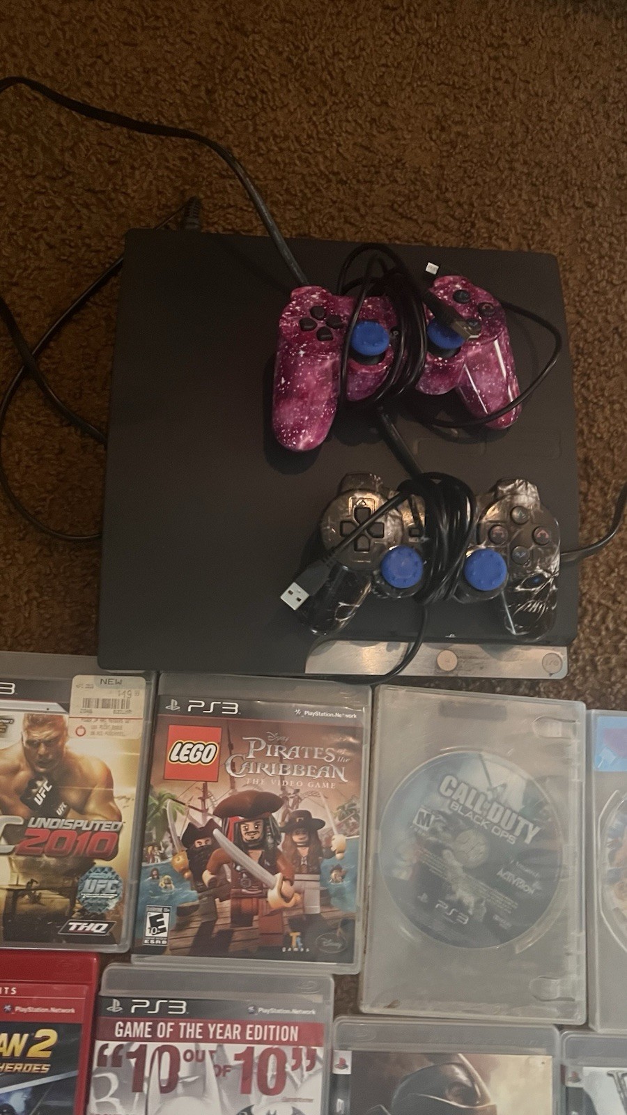 PlayStation 3 With 10 Games and Remotes Tested Works Great