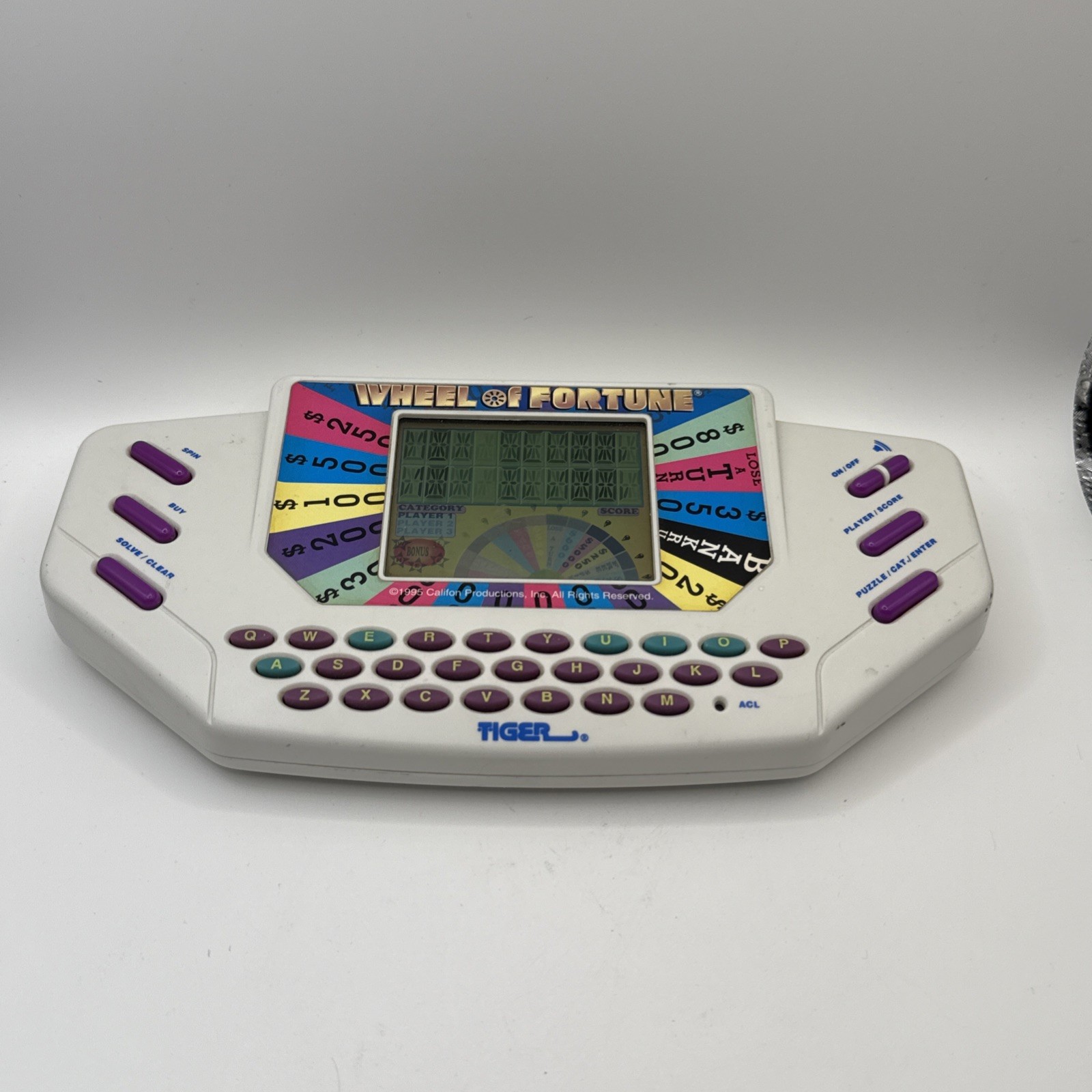 Wheel Of Fortune 1995 Tiger HandHeld Electronic Game With Cartridge Works