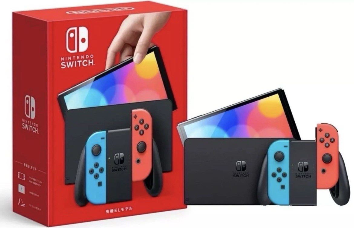 Nintendo Switch OLED Handheld Console 64GB Black Neon Red Neon Blue | New