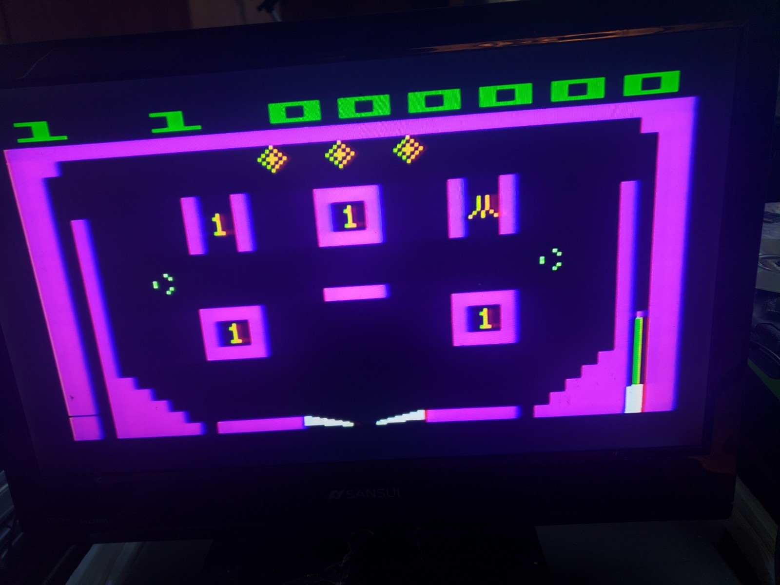 TESTED Atari 2600 Jr Long Rainbow 2ctrl 2Games Defender Pinball, Video & Power!