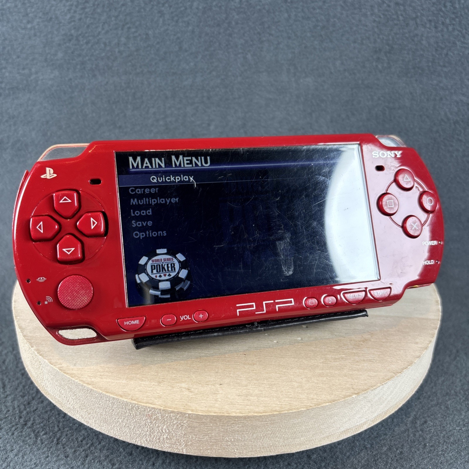 PlayStation Portable PSP-2001 LE Red Console w/ Battery Charger & Games – Tested