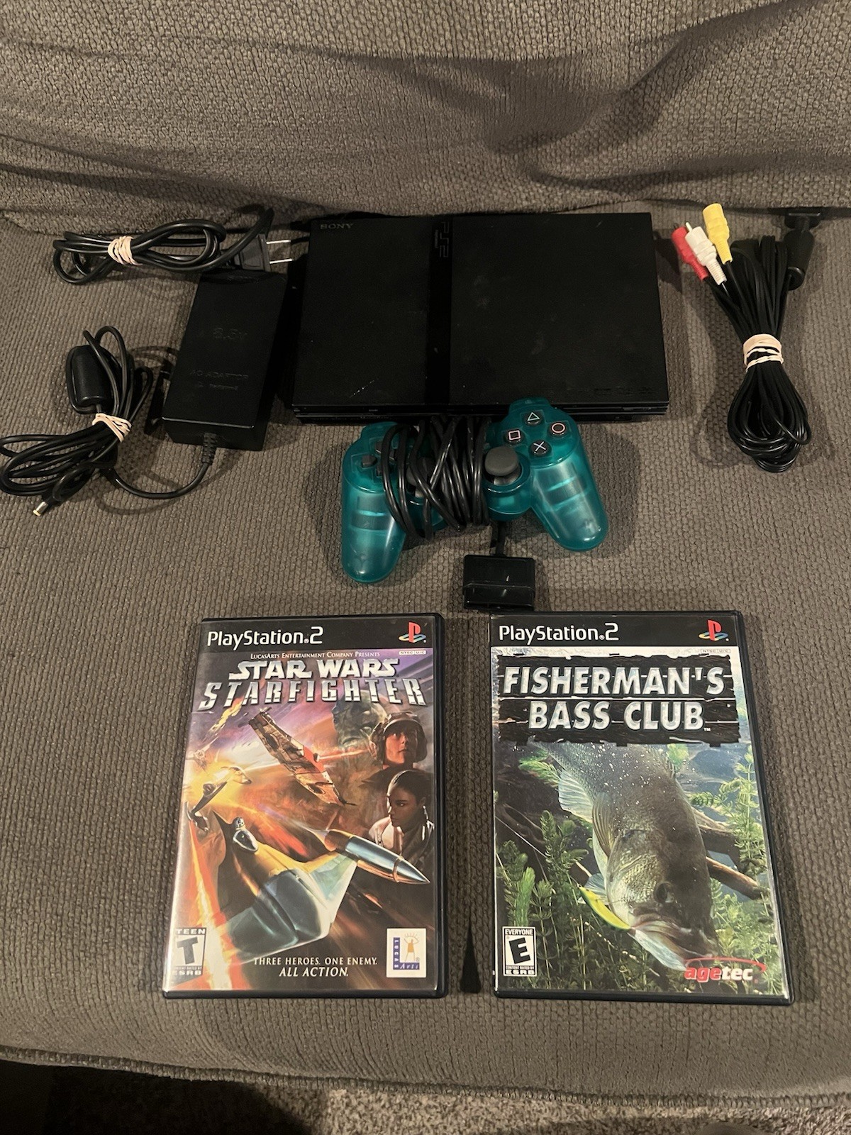 Sony PlayStation 2 PS2 Slim Console Bundle All Cables, Controller & 2 Games