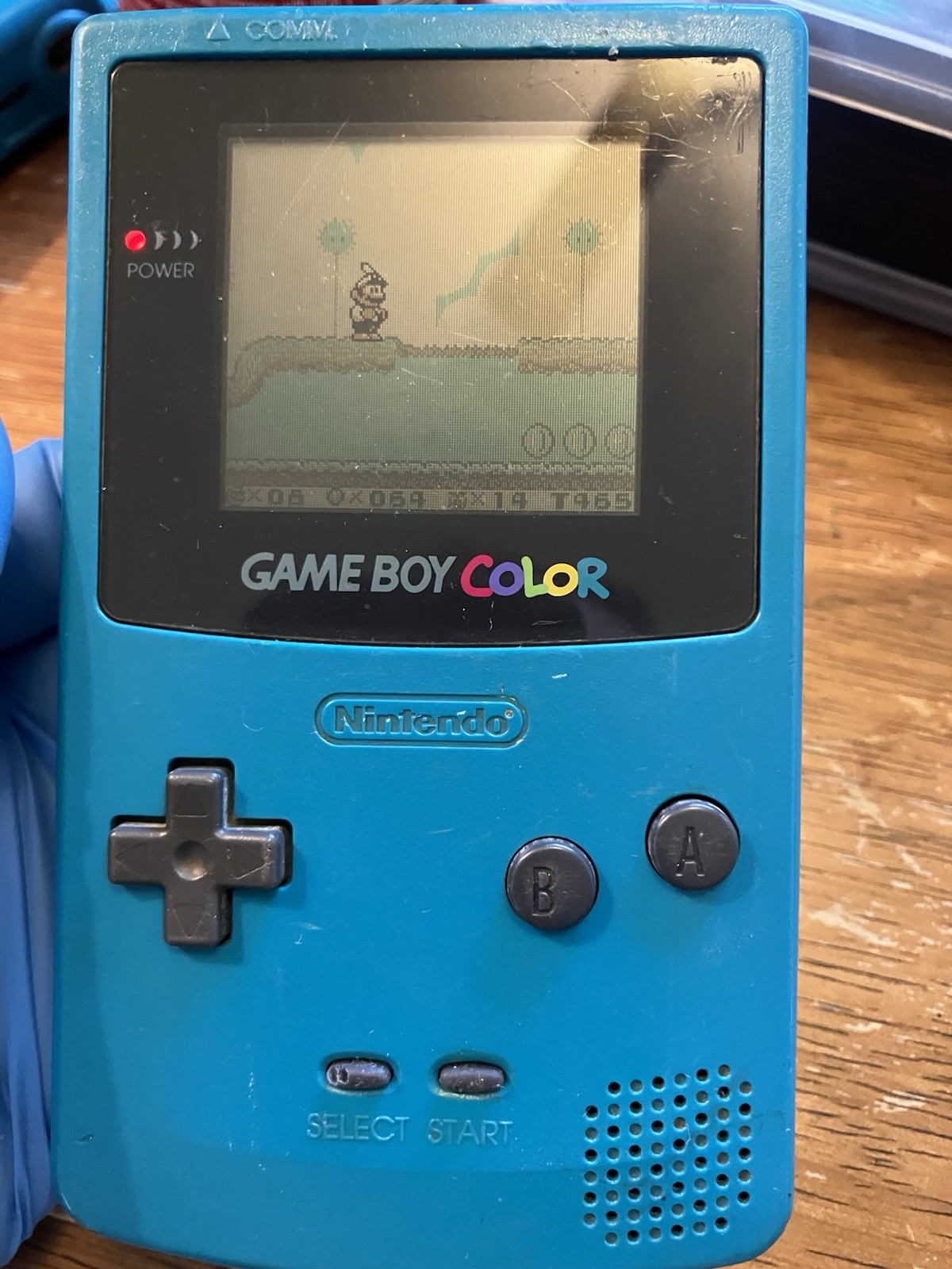 Nintendo Game Boy Color Teal Console W 2 Games Super Mario Land 2 & Terminator 2