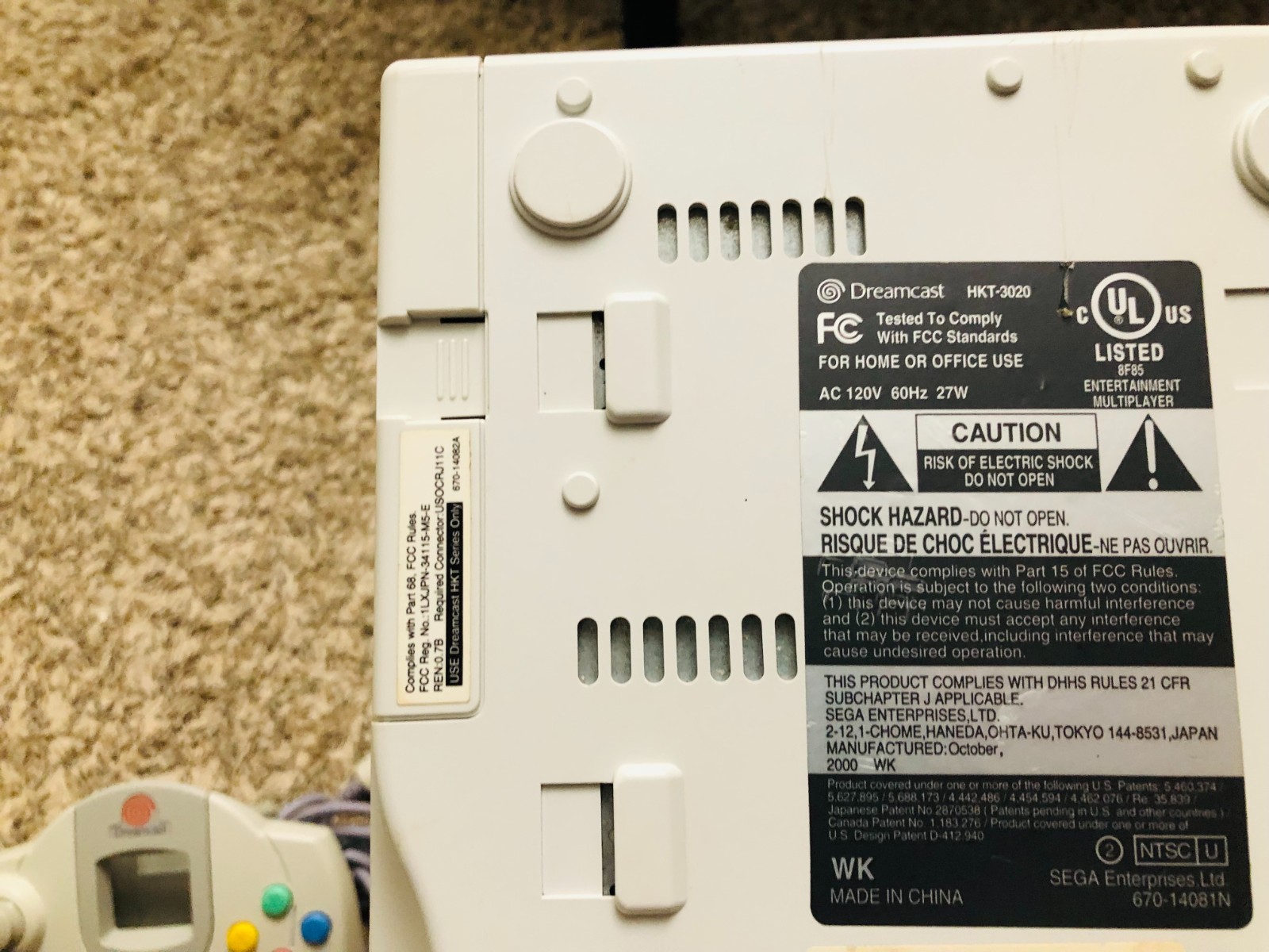 Sega Dreamcast Console System HKT-3020 With 2 Controllers & Memory Card TESTED3!