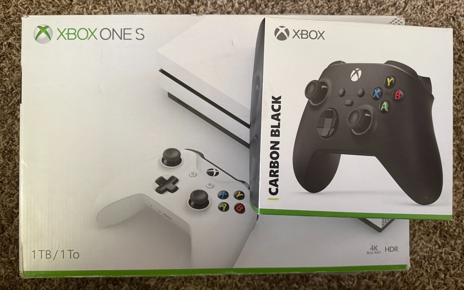 Xbox One S 1TB Console – White (XBS1TB) w/ Carbon Black Controller