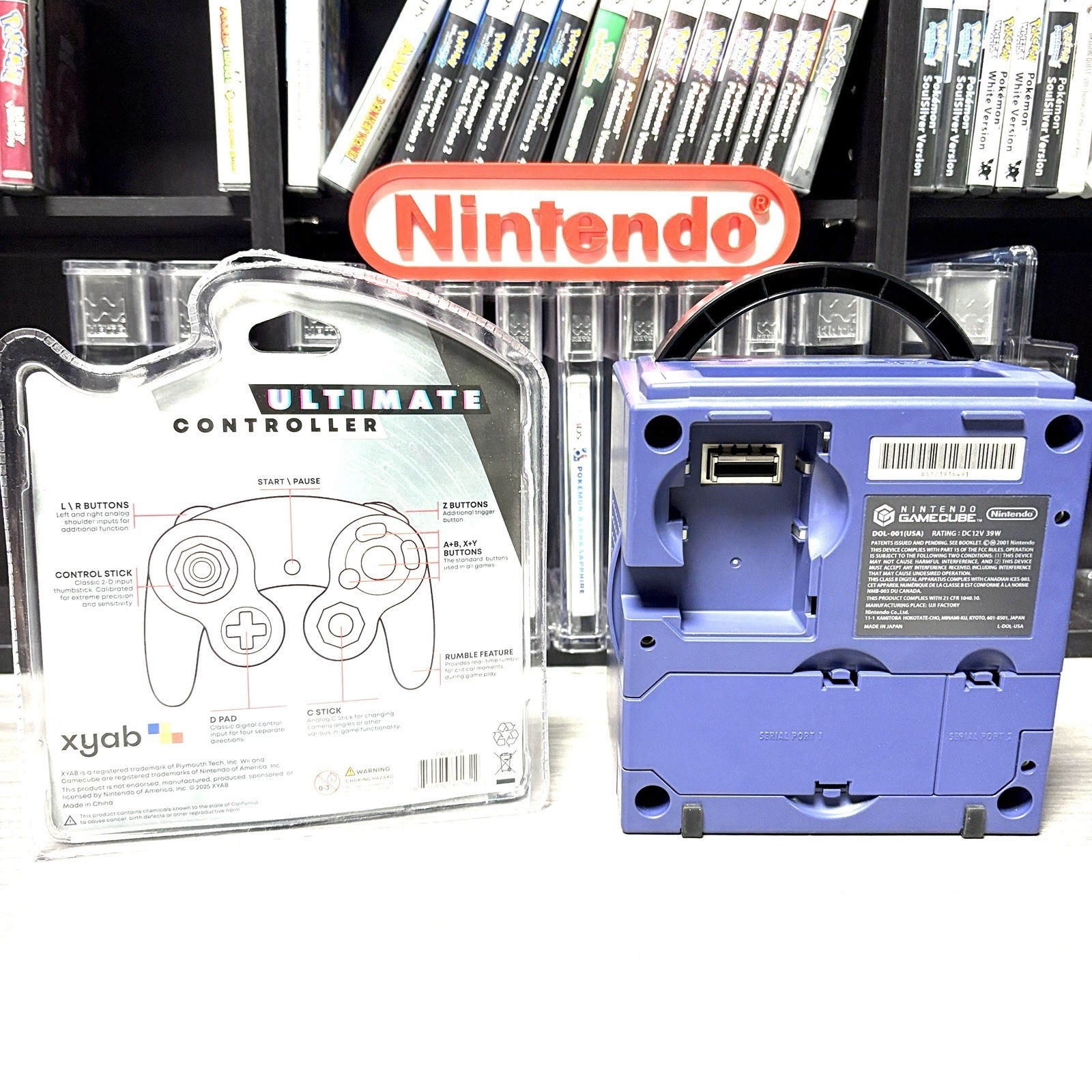 Indigo Nintendo GameCube Console Bundle System w New Purple Controller & Hookups