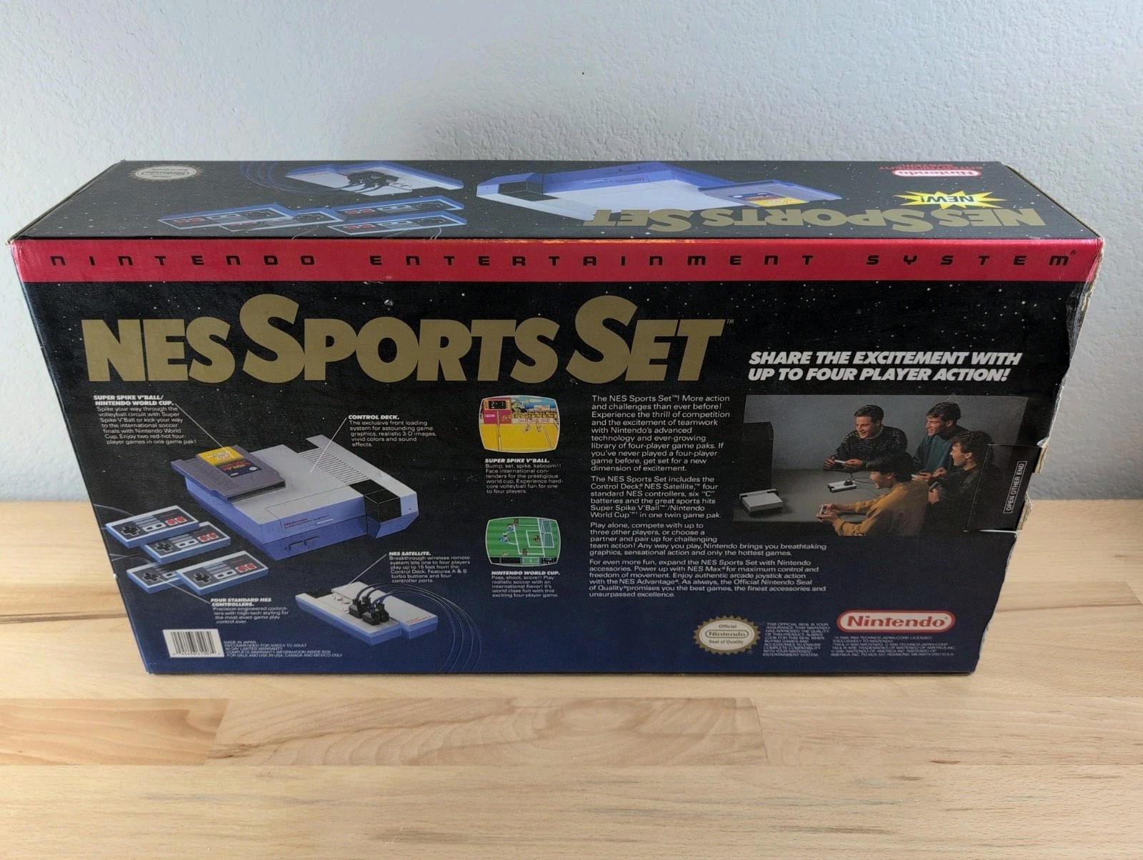 Nintendo NES SPORTS SET Console + Box, Cords, Satellite, 4x Controllers CIB