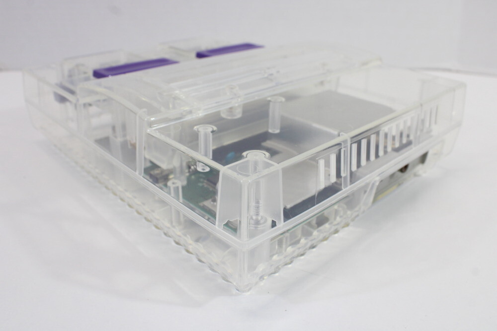 Super Nintendo Transparent Crystal Clear Console SNES SFC Convert AC AV TESTED 2