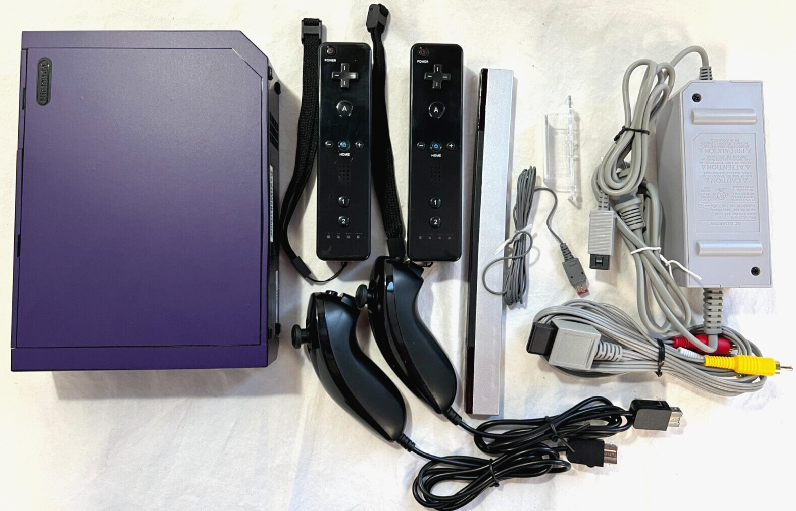 CUSTOM PURPLE Nintendo Wii Video Game System Console 2-REMOTE Accessories Bundle
