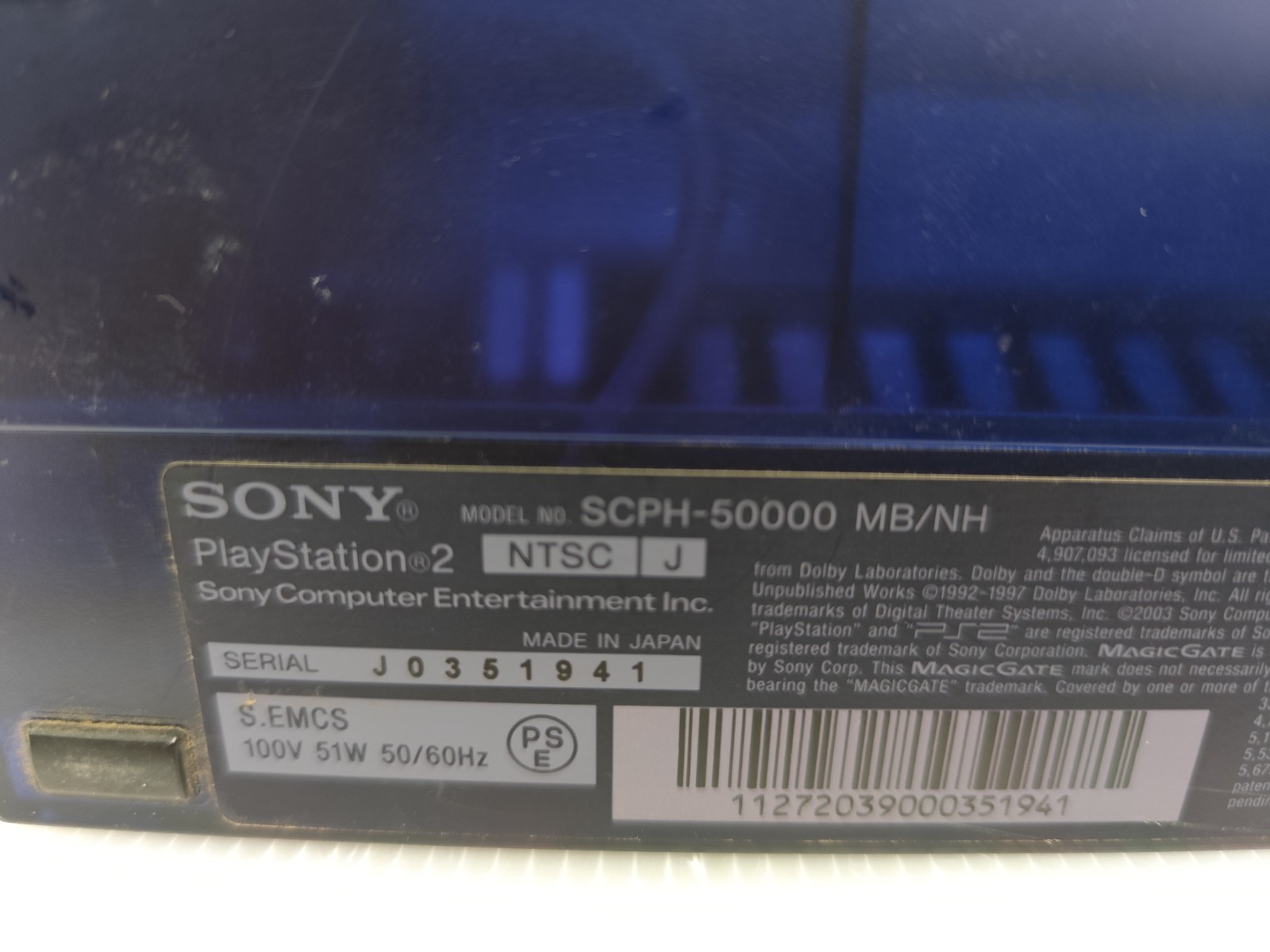 SONY PS2 Fat Game Console Set SCPH-50000 MB/MH Midnight Blue Read US/JP Games