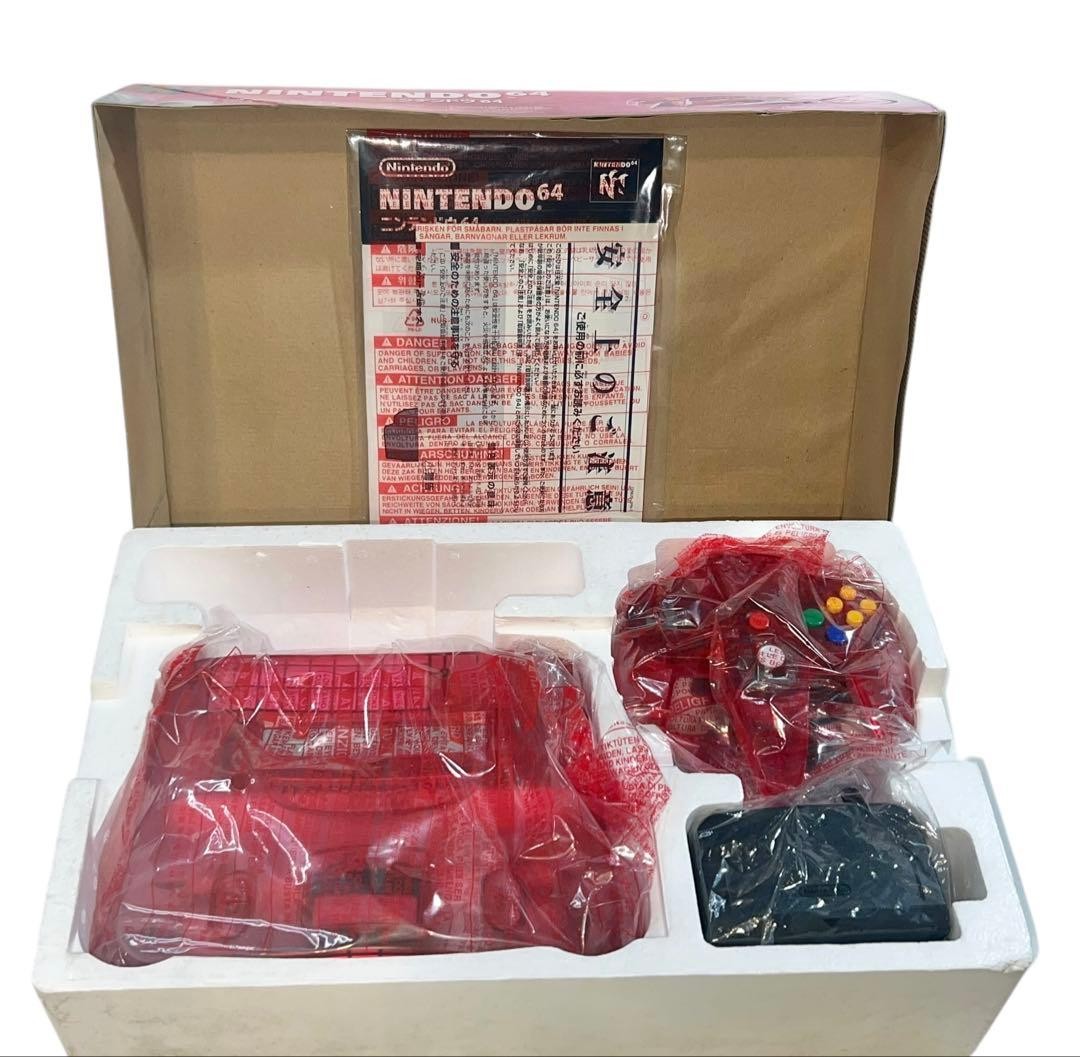 【Mint】Nintendo 64 N64 Game Console System Clear Red Tested w/box