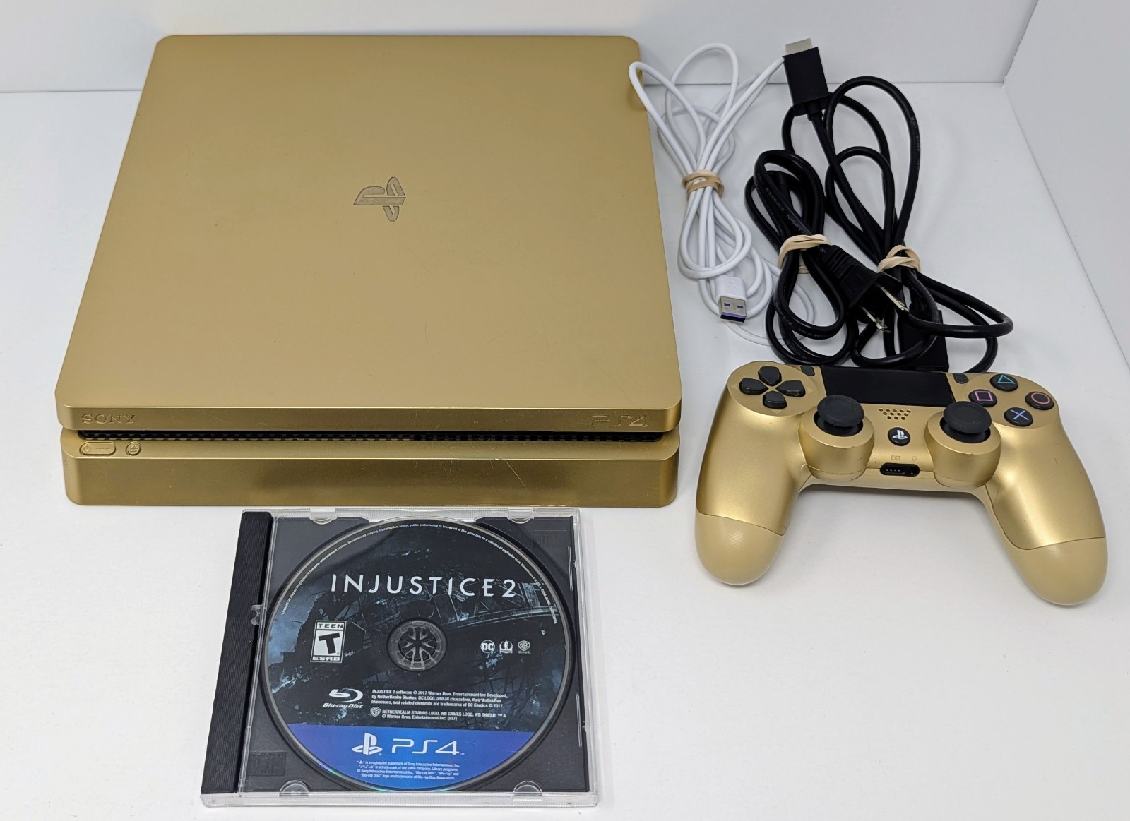 Sony PlayStation 4 PS4 Slim Limited Edition Gold 1TB Console w/ Injustice 2!