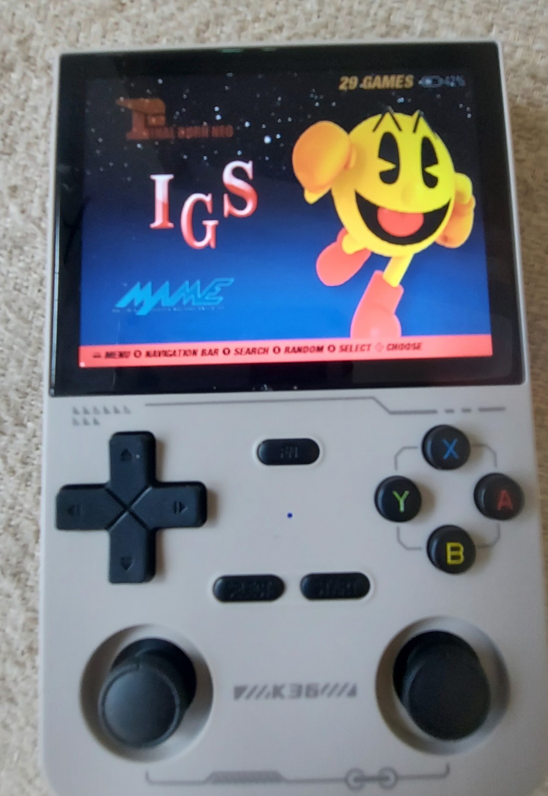 K36 Retro Handheld Video Game Console Loads of Retro Games Beige W/64GB Card.