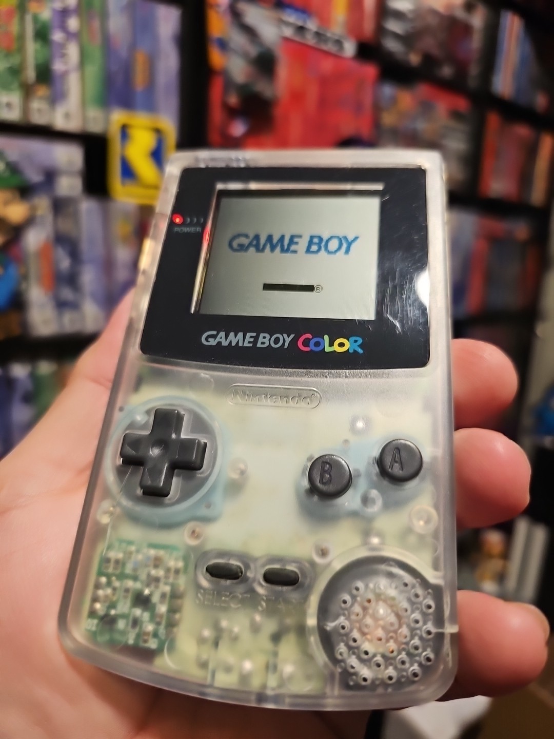 Nintendo Game Boy Color Clear Console GBC Custom Build Needs TLC w/ Yellow Shell