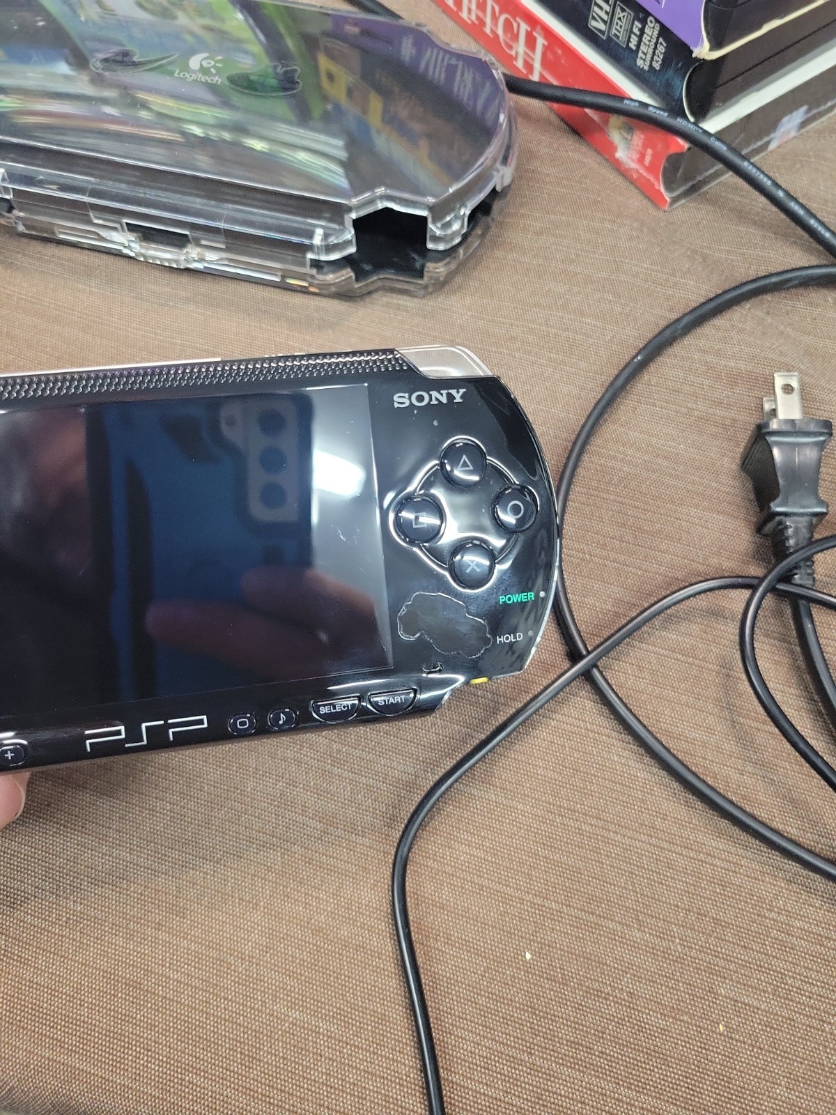 Sony Psp With 4 Games 2 UMD Movies Logitech Case And Ac Adaptor Clean Minty