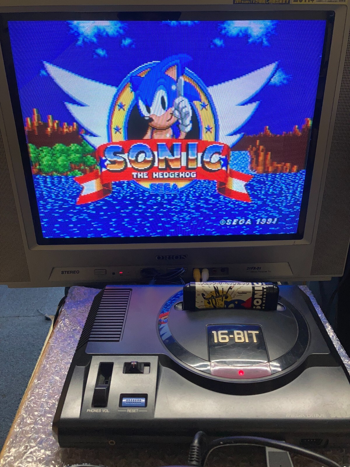 MEGA DRIVE PLUS 1 SONIC Console Boxed Tested System +1 games SEGA Japan#02
