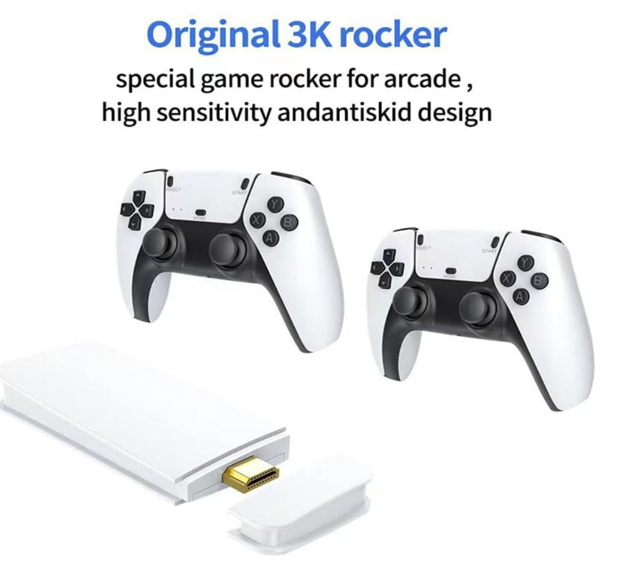 Retro Game Console 20000+ Games 4K HDMI Stick 2 Wireless Controllers Plug Play;