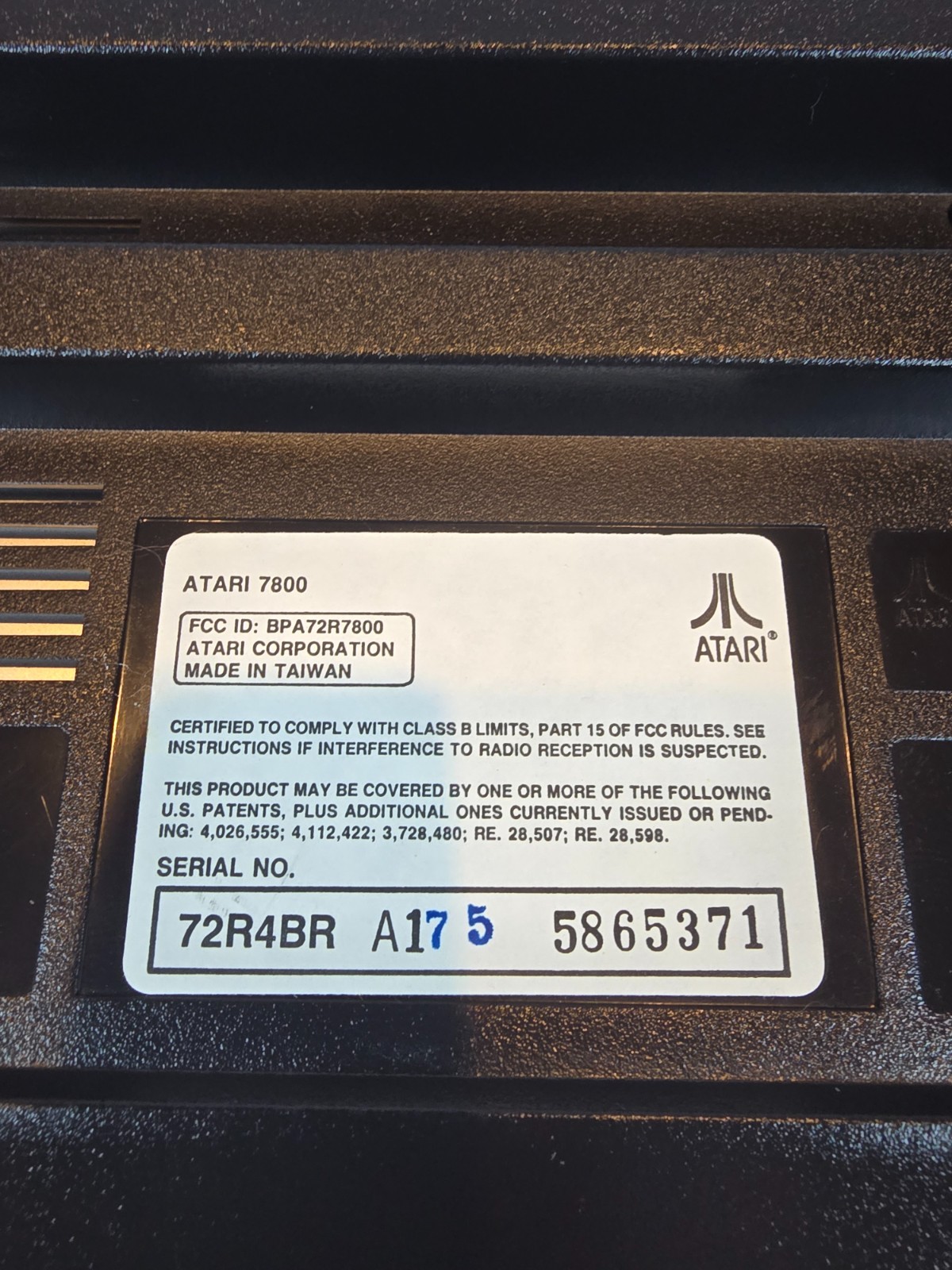 Atari 7800 Console w/Pole Position II, 2 Controls, PSU, RF Cable A1 75 5865371