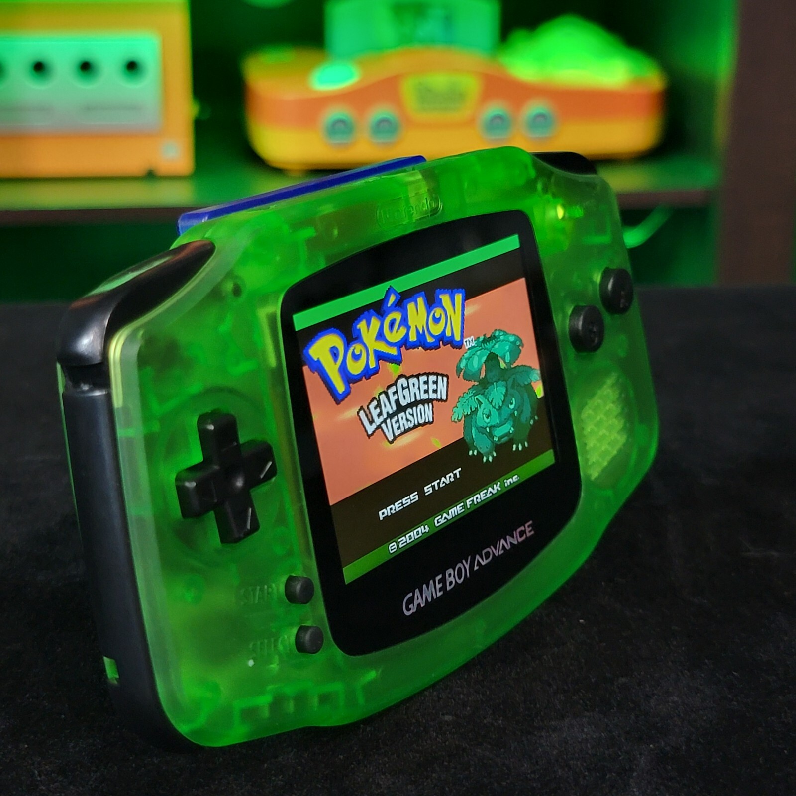 Clear Green Game Boy Advance GBA Console with iPS V5 Backlight Backlit LCD MOD
