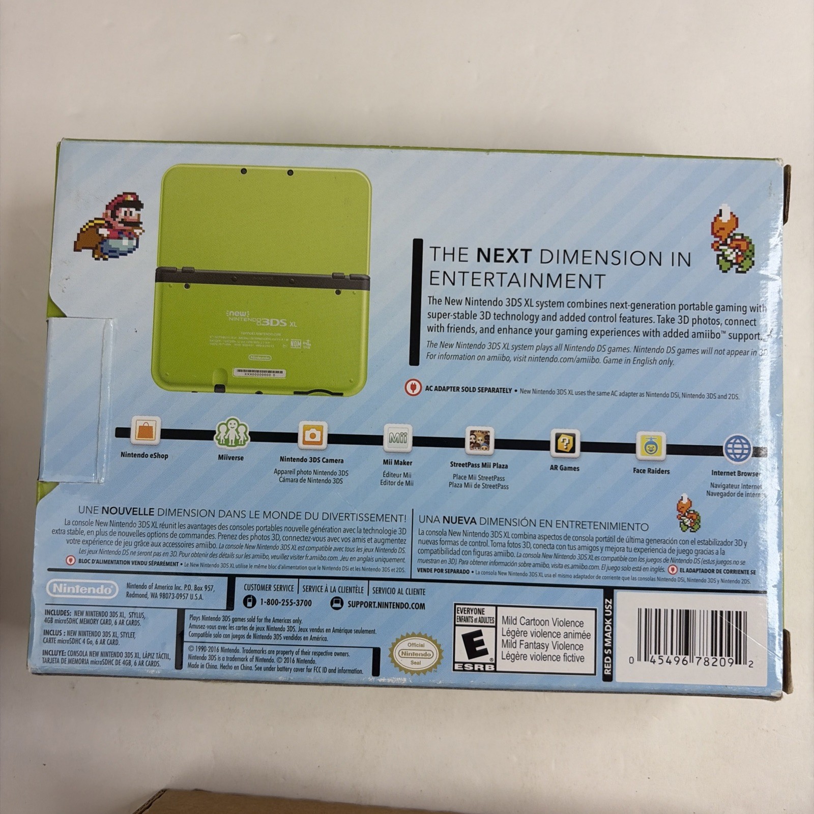 New Nintendo 3DS XL Lime Green Super Mario World Edition Complete Box US Model
