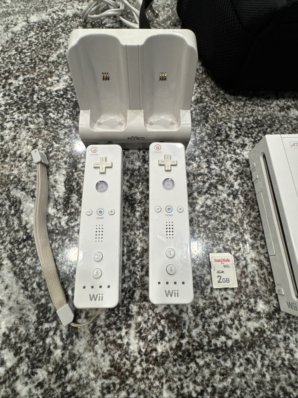Nintendo Wii Console White RVL-001 Tested Working W/ 2 Remotes, Cables, Case, SD