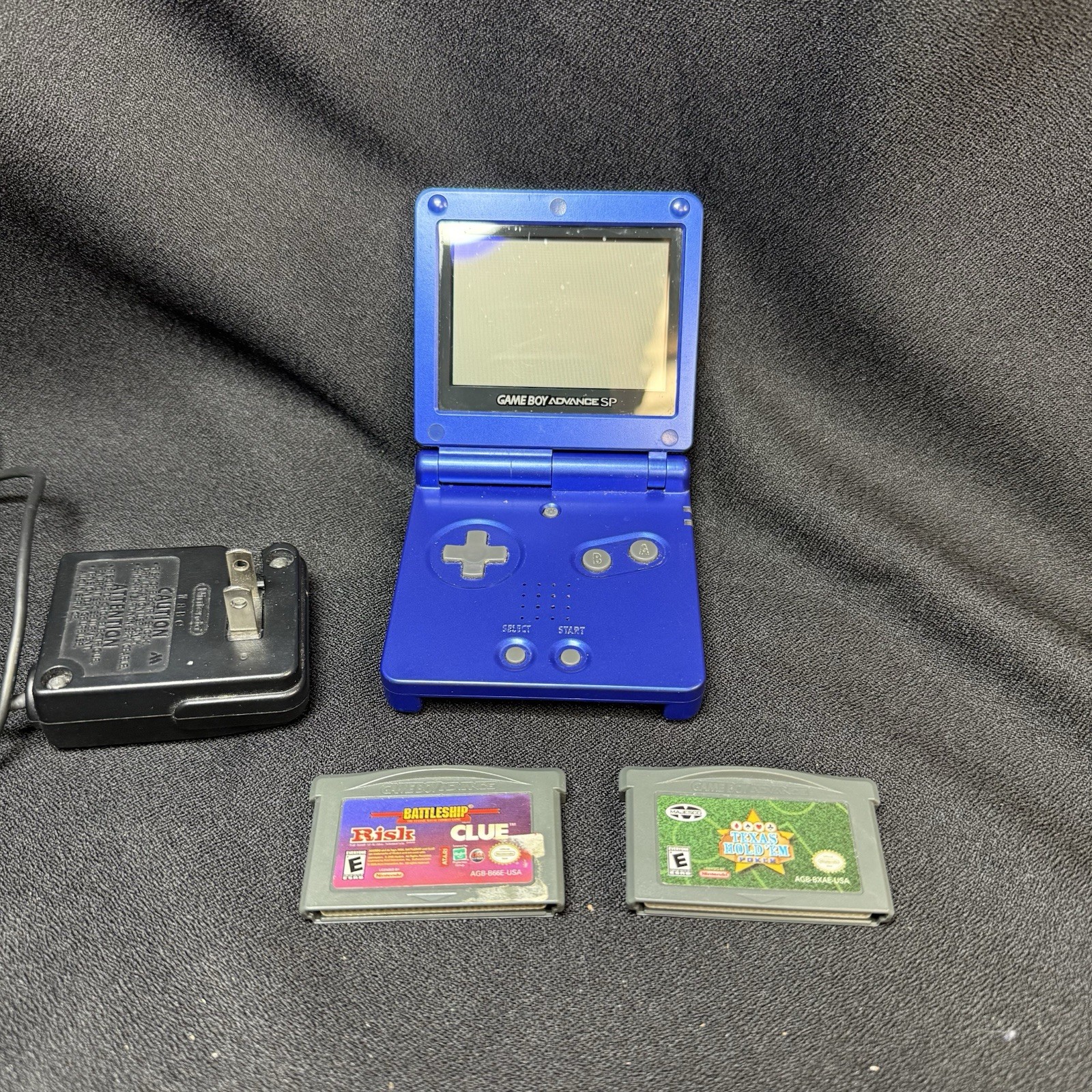 Nintendo Game Boy Advance SP Blue cobalt, Handheld Console W/Charger 2 Games