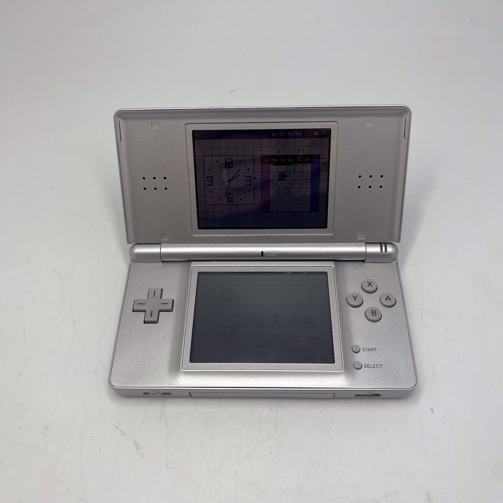 Nintendo DS Lite Handheld Console Silver USG 001 No Charger Has Screen Flaws