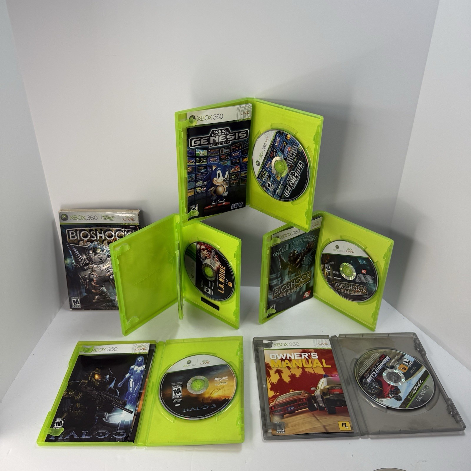 Microsoft Xbox 360 Black S 250GB Console Bundle w 5 🔥Games -Midnight Club, Halo