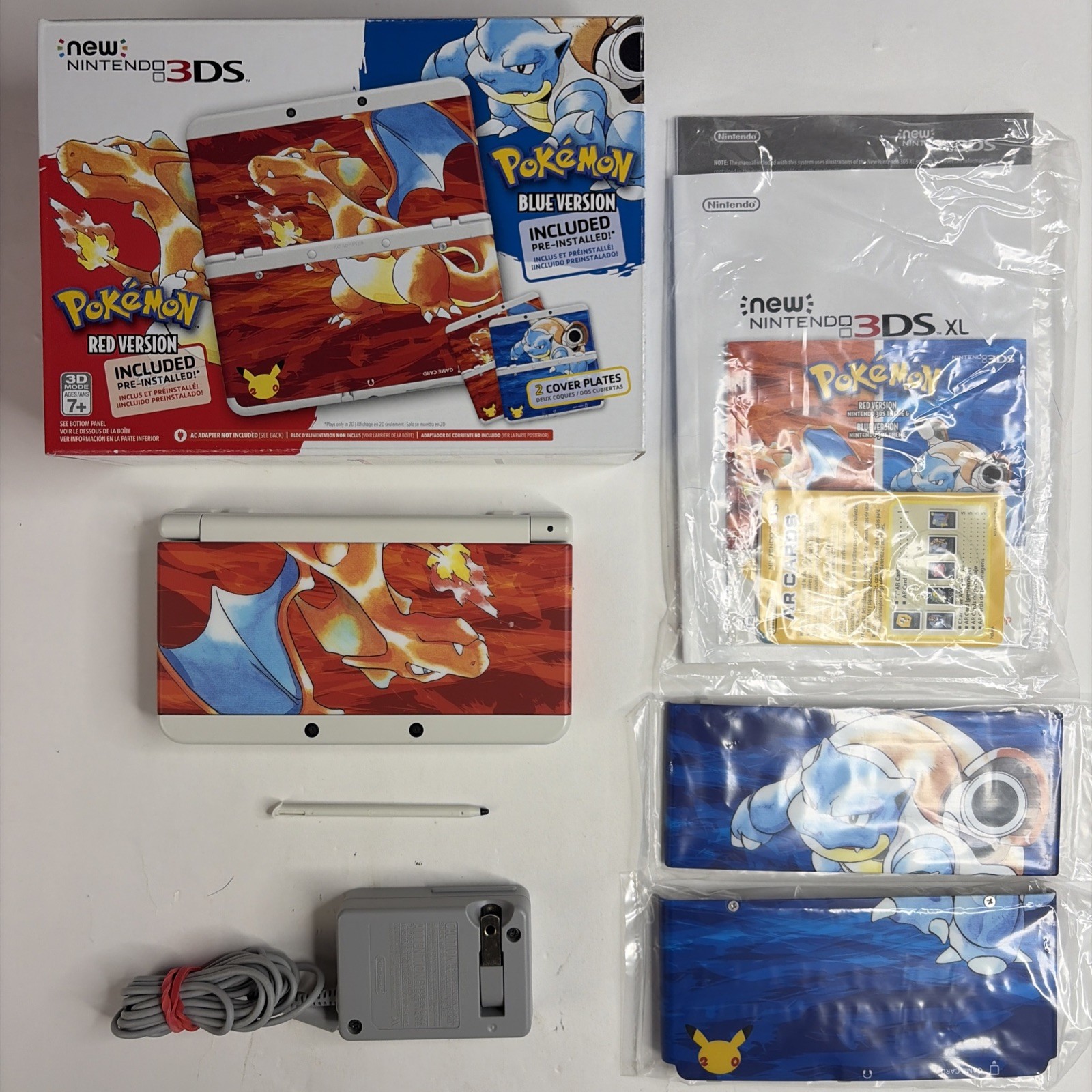 CLEAN DUAL IPS New Nintendo 3DS Pokemon 20th Anniversary Edition CIB Box plates
