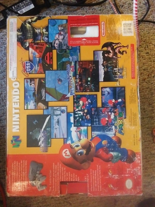 Nintendo 64 Console + Controller w Mario Kart, Box, Styrofoam Vintage N64 System