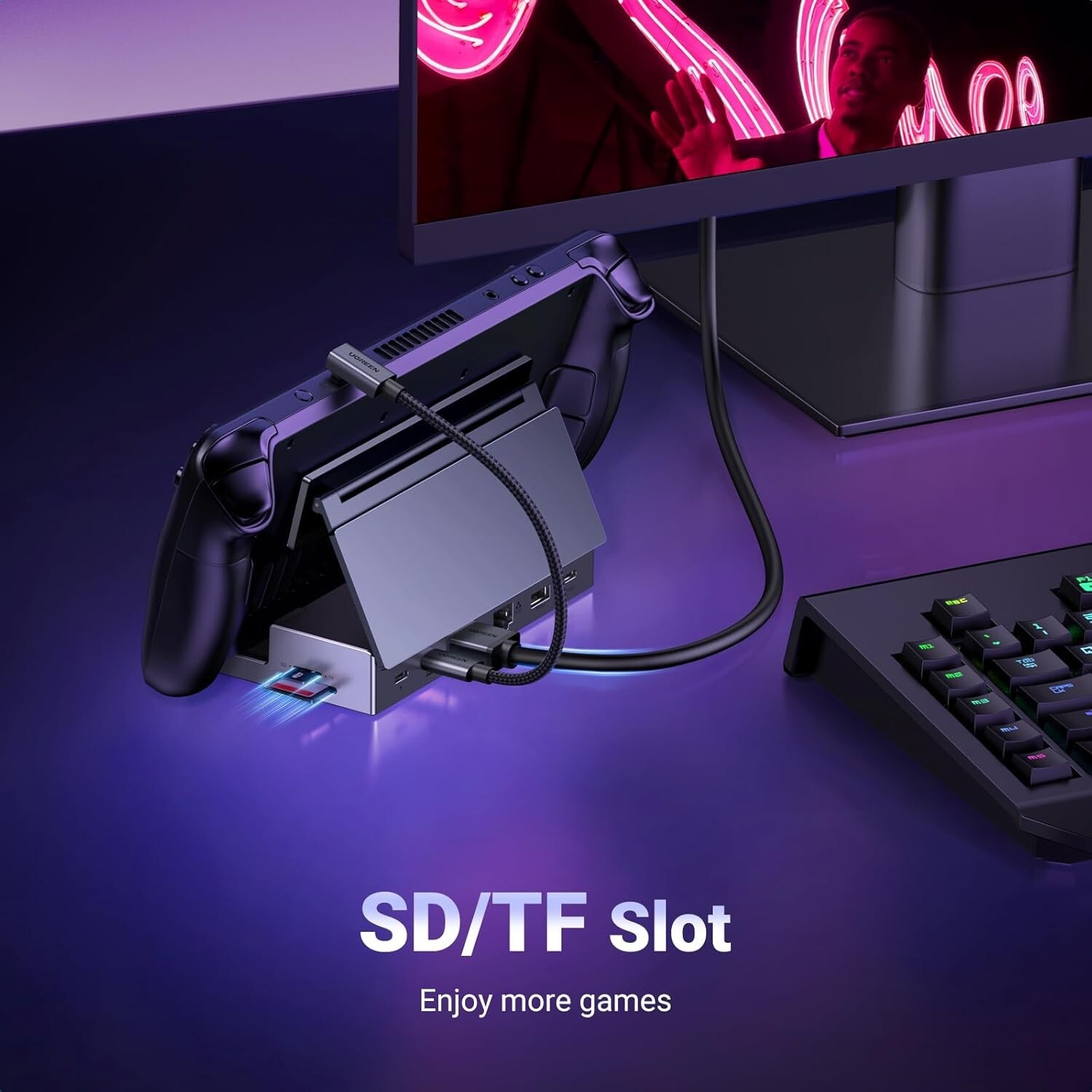 USB C 9-in-1 Dock with Foldable Stand – Ultimate Docking for Steam Deck & More