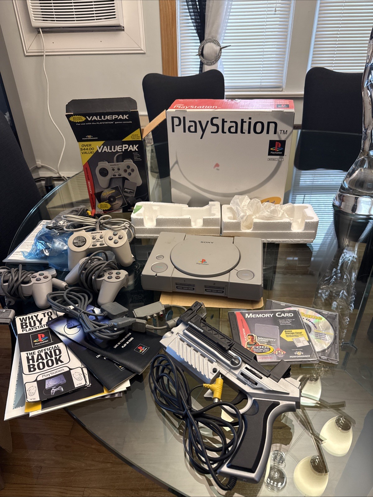 Sony Playstation 1 Console PS1 System Complete in Box With 4 Controllers + Extra