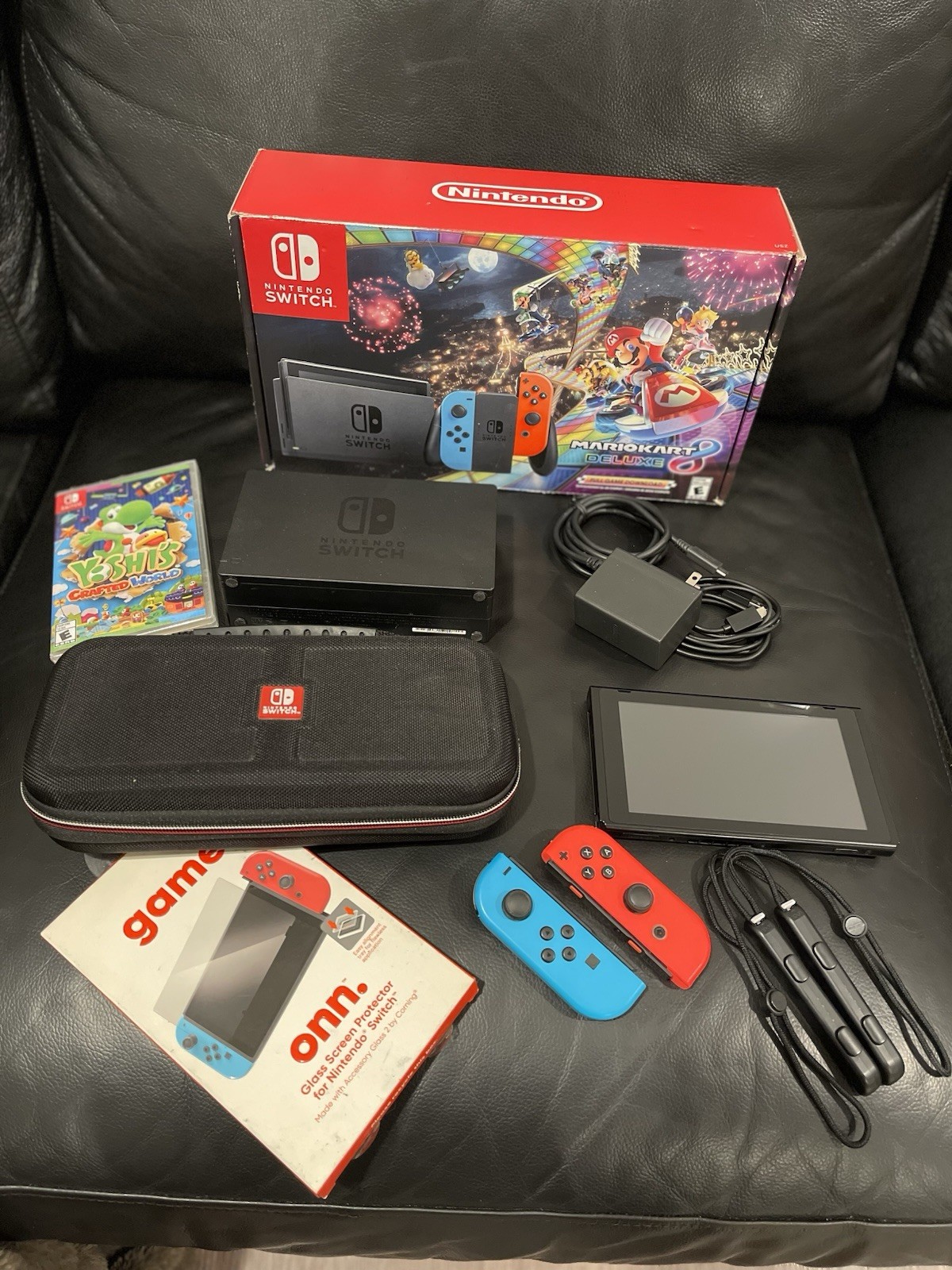 Nintendo Switch w/ Neon Blue & Neon Red Joy-Con + Mario Kart 8 Deluxe