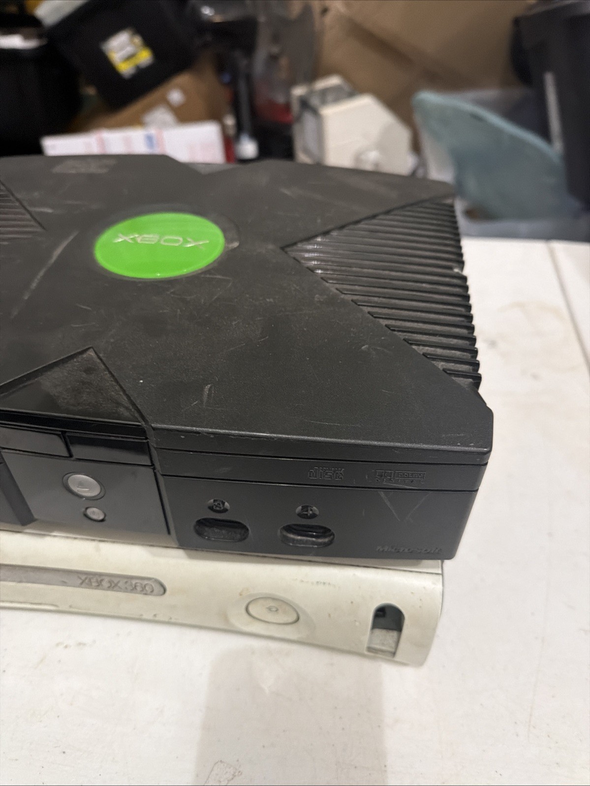 Lot of 2 Microsoft Xbox & Xbox 360 Consoles For Repair Parts AS-IS READ