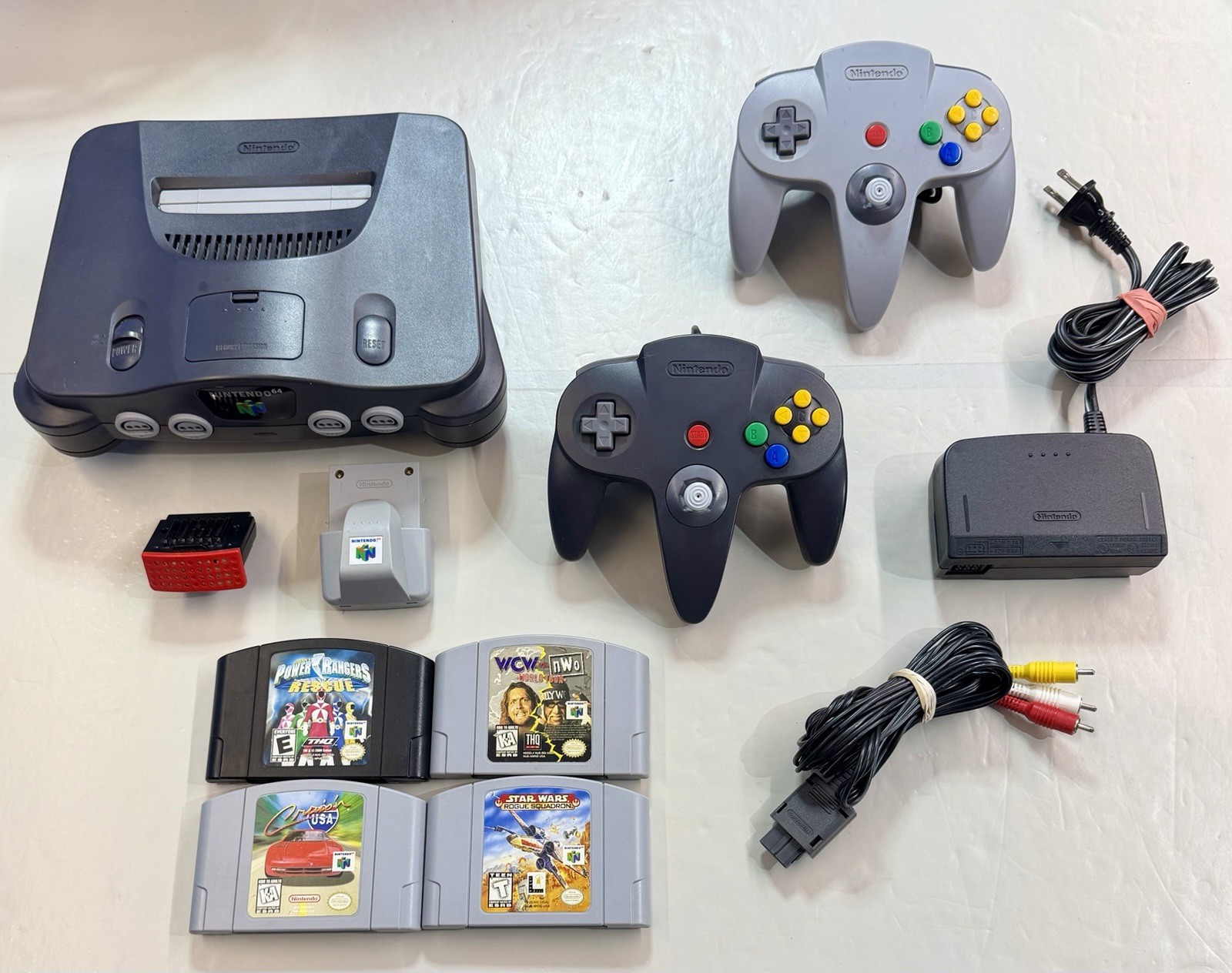 Nintendo 64 N64 System Console OEM Bundle Lot w/ 4 Games – Expansion Pak – Works