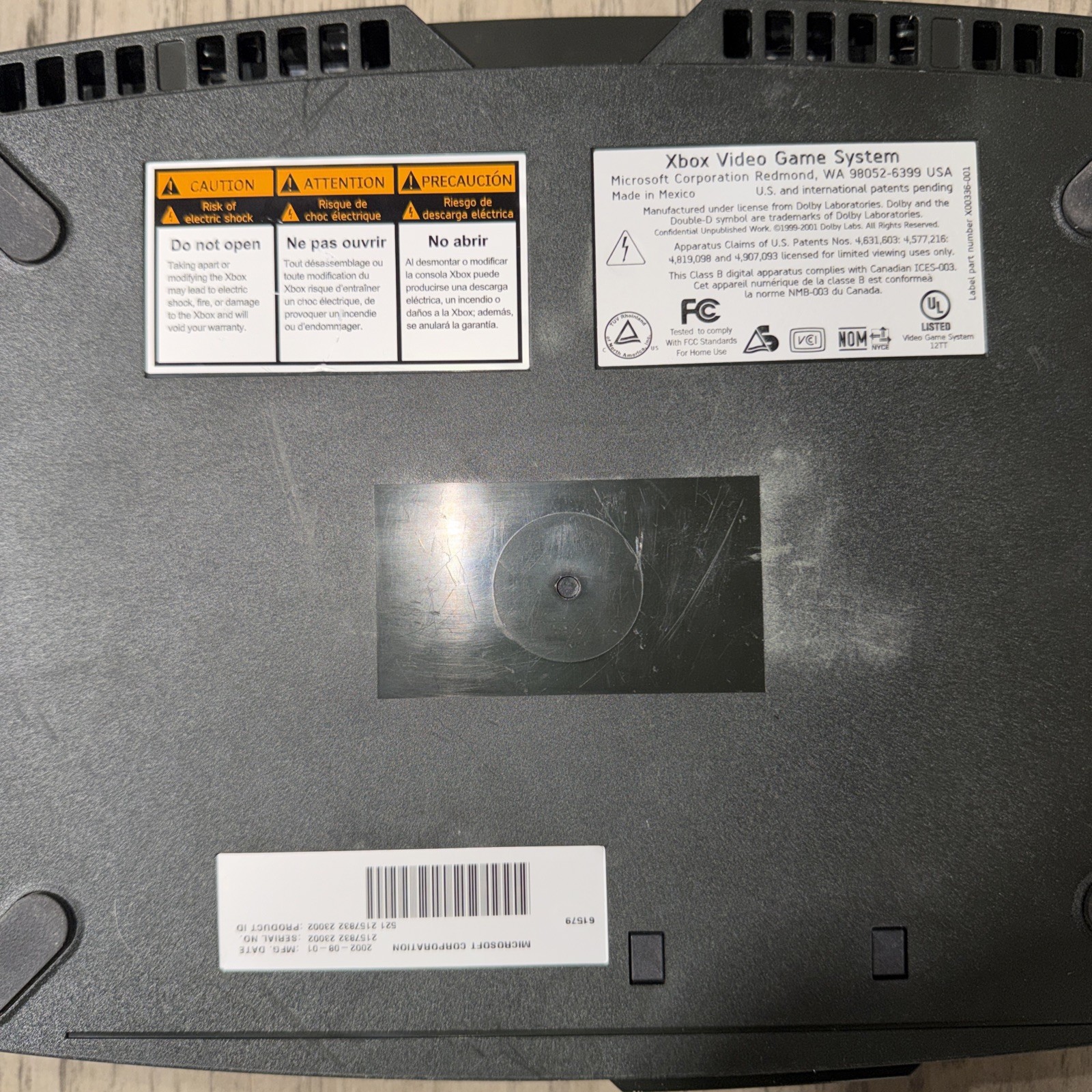 Microsoft Xbox Original Console DVD Playback Black/Green Parts Or Repair Only