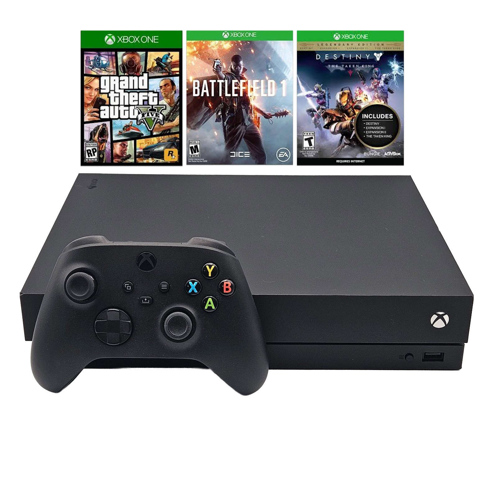 Microsoft Xbox One X 1 TB + Grand Theft Auto V, Battlefield & Destiny Bundle 4K