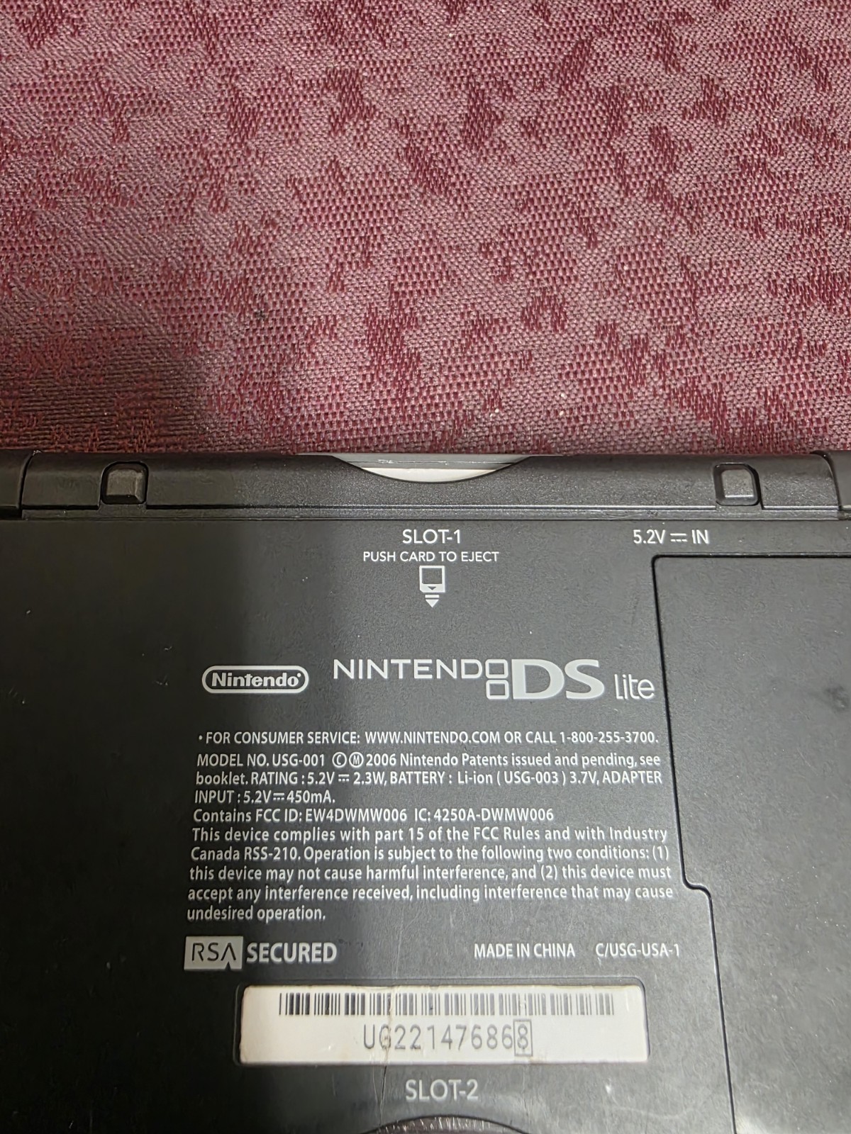 Nintendo DS Lite Crimson-Red/Black W/Yoshi Touch & Go, Stylus, & Charger-Clean!