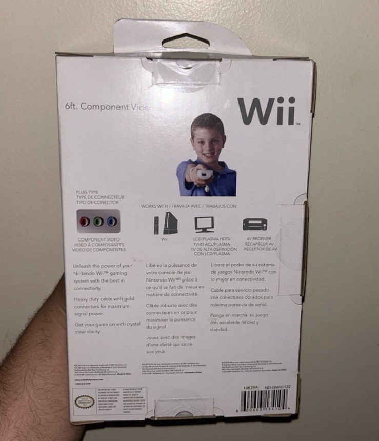 Nintendo Wii Rocketfish Gaming 6 ft. Component Video Cable Brand New