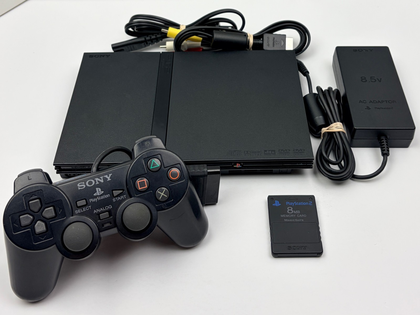 Sony PlayStation 2 Slim PS2 Black Console (SCPH-77001) w/ Controller & Memory
