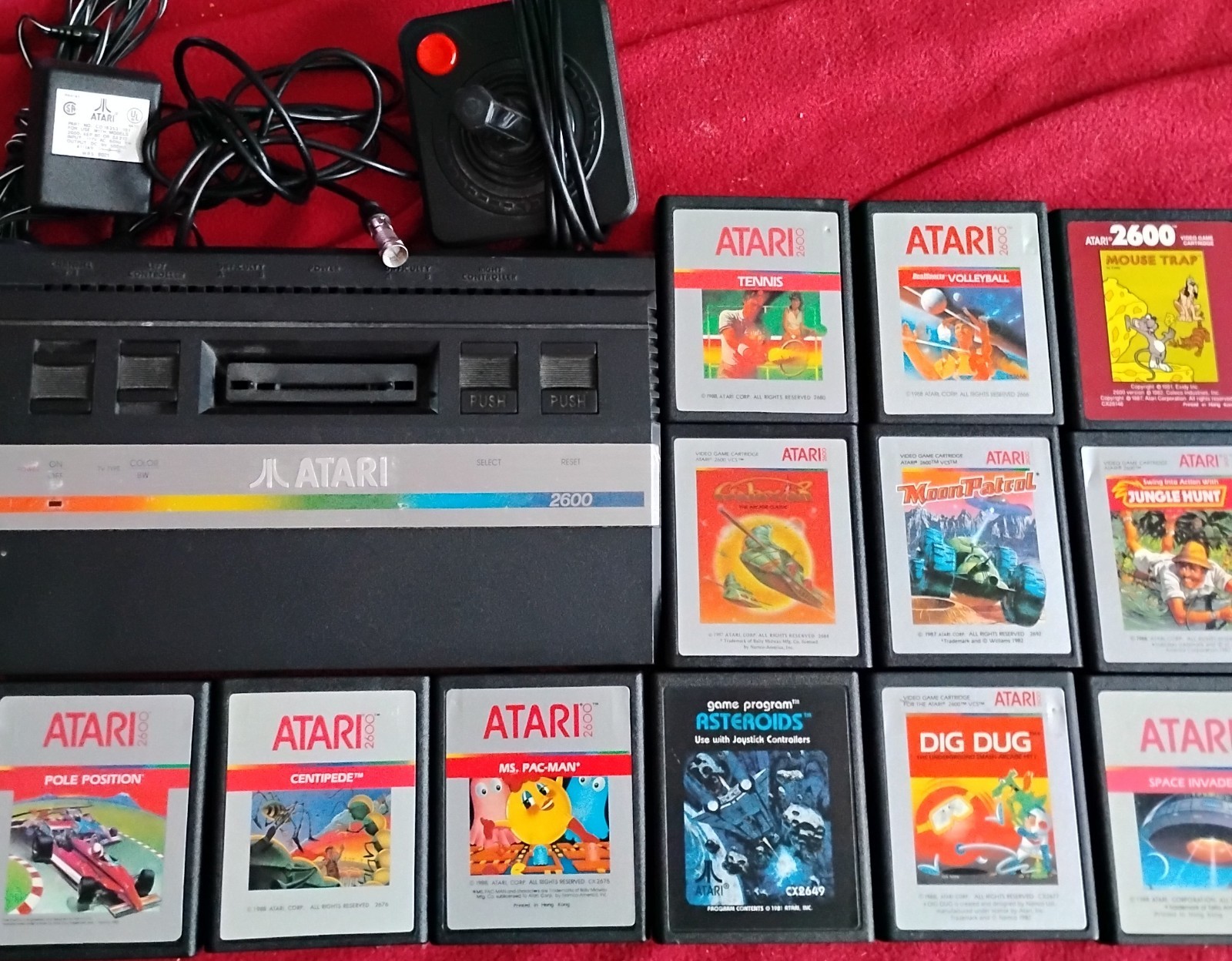 Atari 2600 Junior Jr TESTED Console System Bundle, 12 Games, Joystick all cables