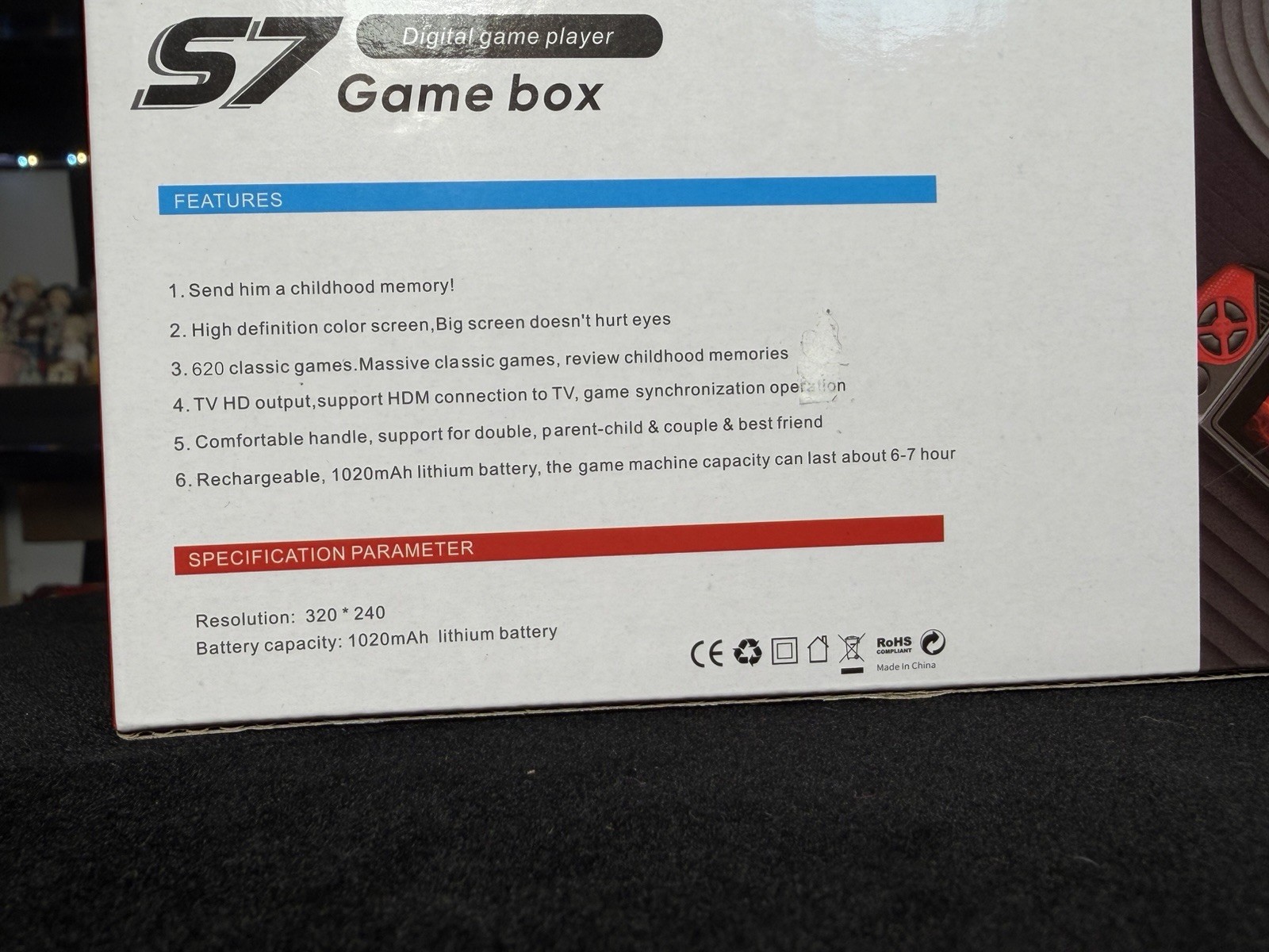 S7 Handheld Game Console 620 Built-In Games Retro Portable TV Output