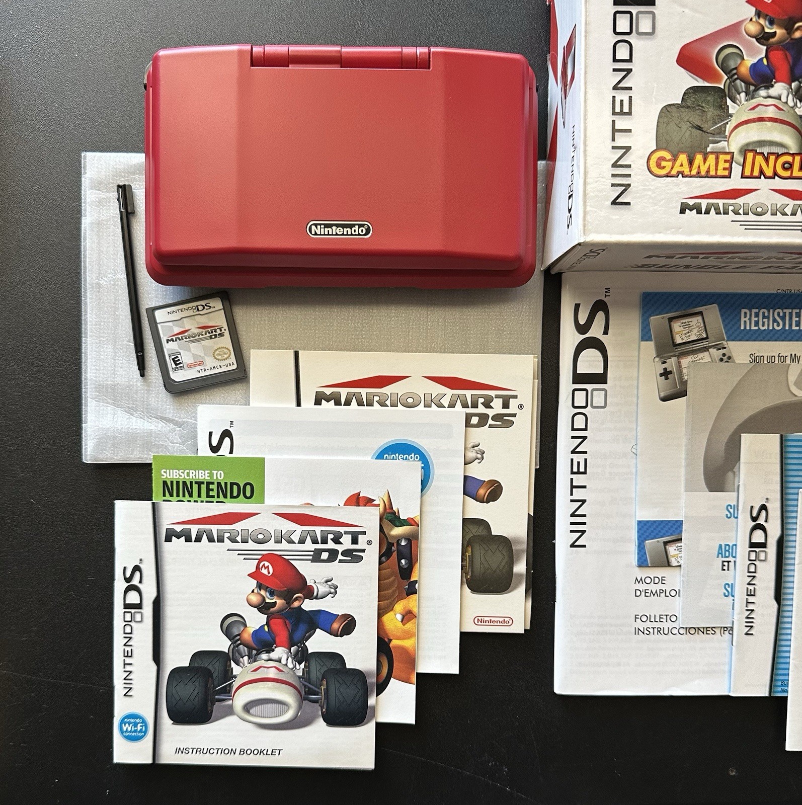 Nintendo DS Mario Kart Bundle Pack Hot Rod Red In Box Handheld Console System