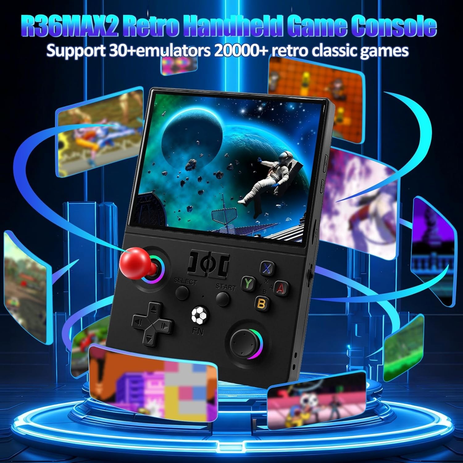 Newest R36MAX Ⅱ 4.5 Inch Retro Handheld Game Console,1024×768 IPS HD Screen,128G