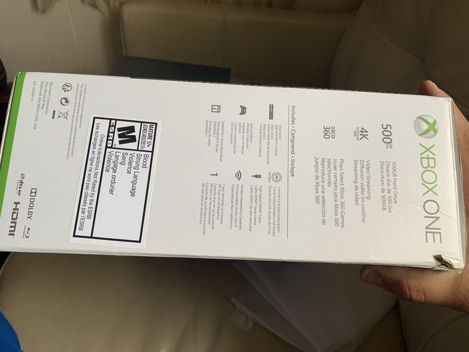 Microsoft Xbox One S Battlefield 1: Storm Gray Special Edition Bundle 500GB Gray