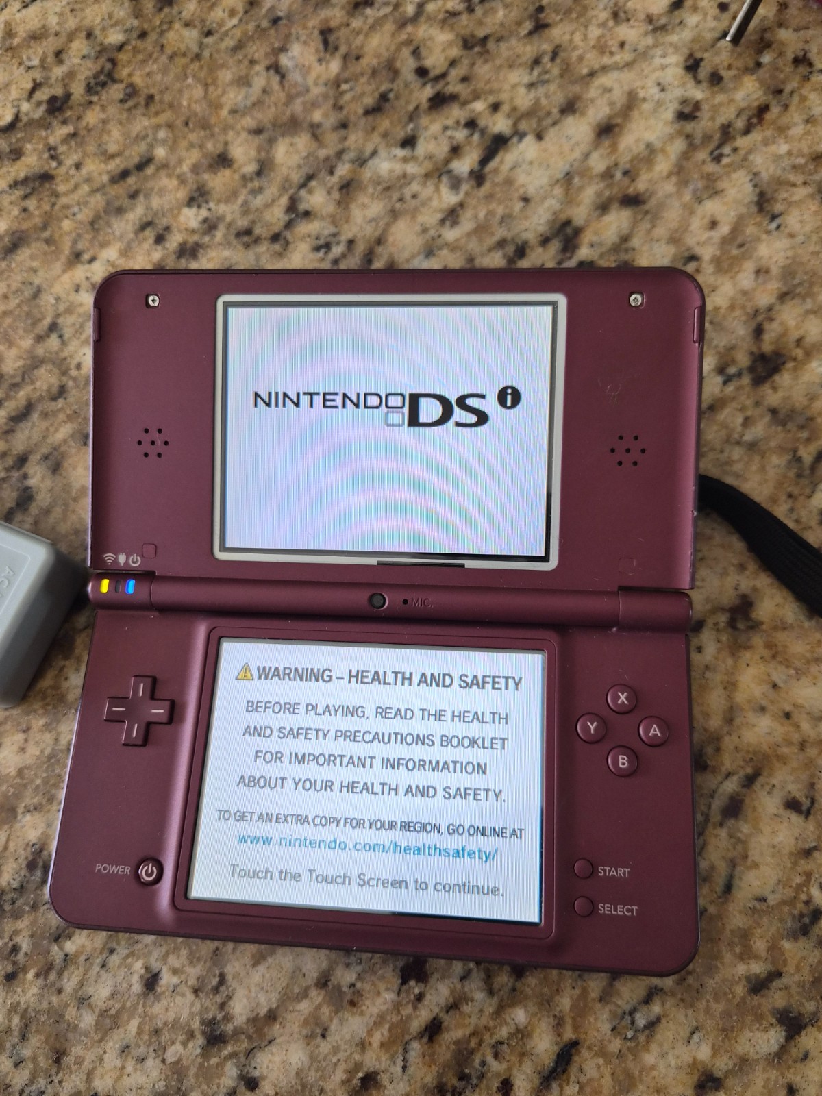 Nintendo DSi LL Burgundy Handheld Console + AC Adapter & Case *READ
