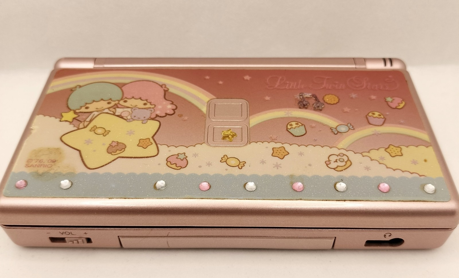 Nintendo DS Lite Metallic Rose Console Cute Sanrio Little Twin Stars Deco Japan